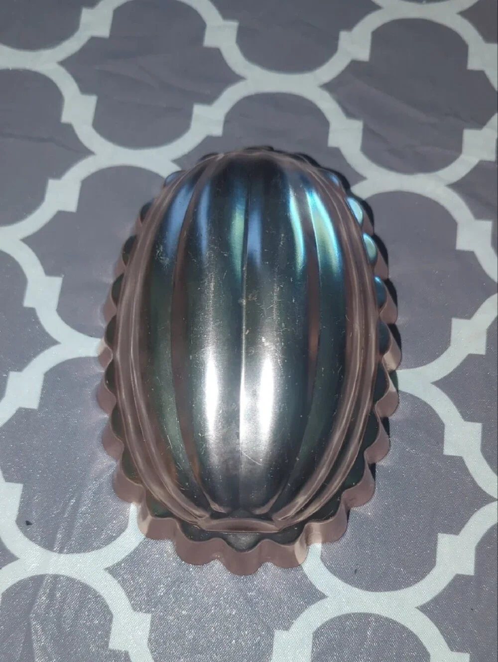 Copper-Tone Fluted Oval Serving Dish